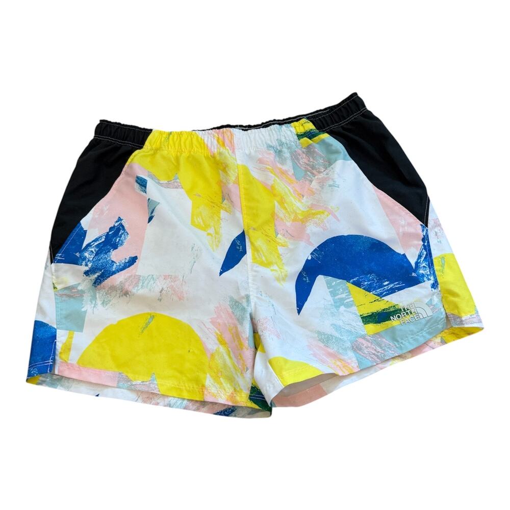 Girls L 14-16 North Face Class V Water Shorts Beach White Geo Brush Print